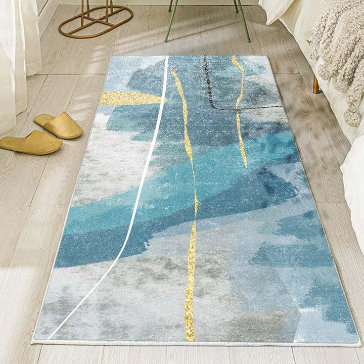 BowLift | Relaxing abstract printed rug multicolored lambswool rug non-slip backing pet-friendly washable rug for rooms