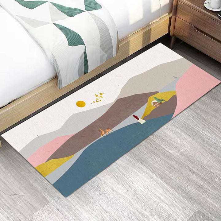 BowLift | Multicolored Bedroom Rug Western Color Block Area Rug Polyester Easy Care Machine Washable Indoor Carpet