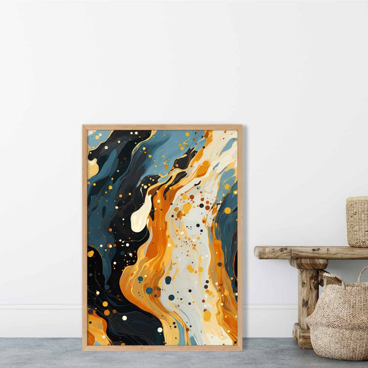 Abstract Painting Fluid Art Print Blue Orange and Beige No. 2 | Bowlift