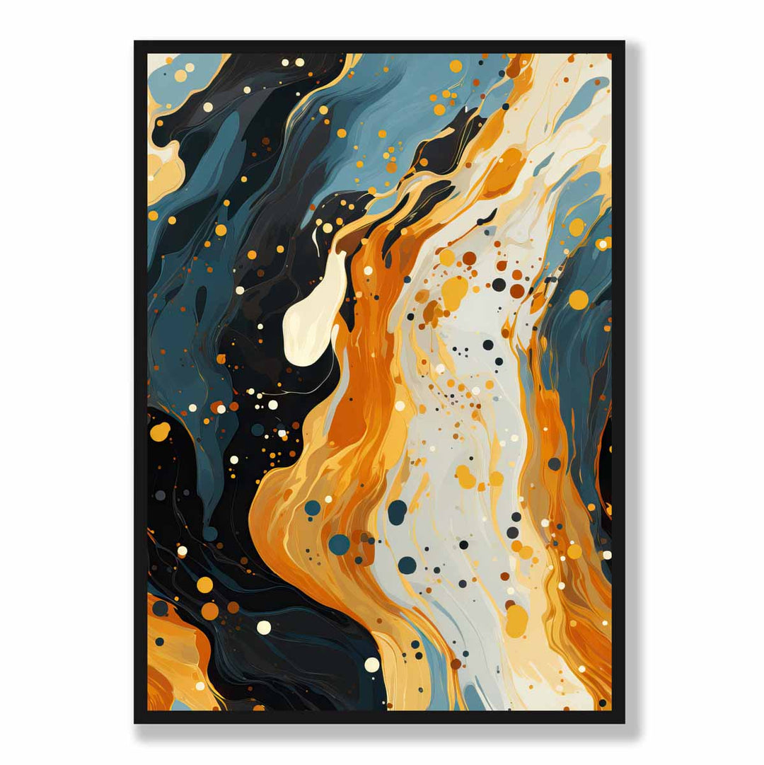 Abstract Painting Fluid Art Print Blue Orange and Beige No. 2 | Bowlift