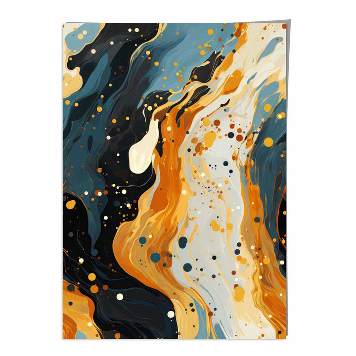 Abstract Painting Fluid Art Print Blue Orange and Beige No. 2 | Bowlift
