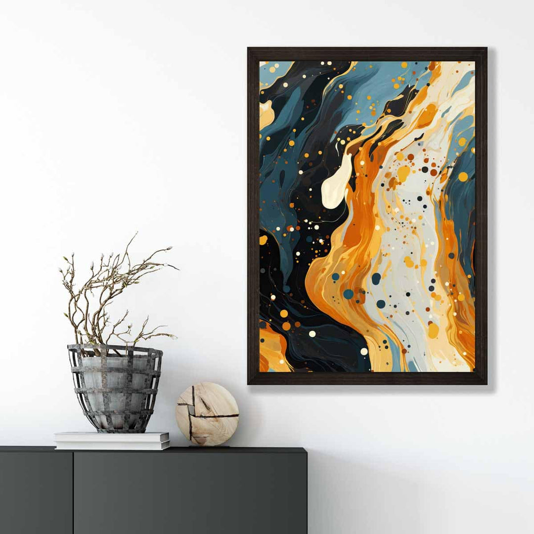 Abstract Painting Fluid Art Print Blue Orange and Beige No. 2 | Bowlift