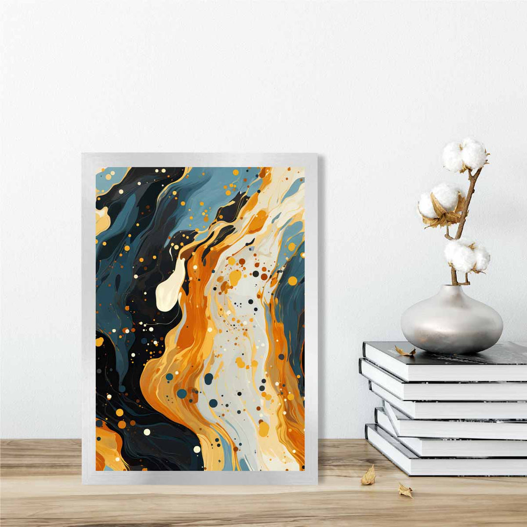 Abstract Painting Fluid Art Print Blue Orange and Beige No. 2 | Bowlift
