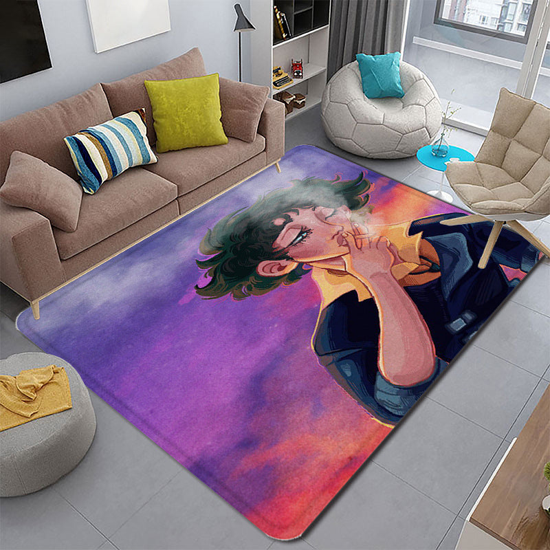 BowLift | Funky Living Room Rug Multicolor Cartoon 3D Print Rug Synthetic Non-Slip Backing Stain Resistant Rug