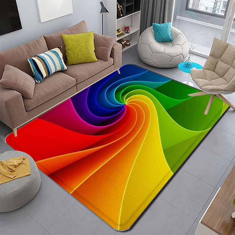 BowLift | Funky Living Room Rug Multicolor Cartoon 3D Print Rug Synthetic Non-Slip Backing Stain Resistant Rug