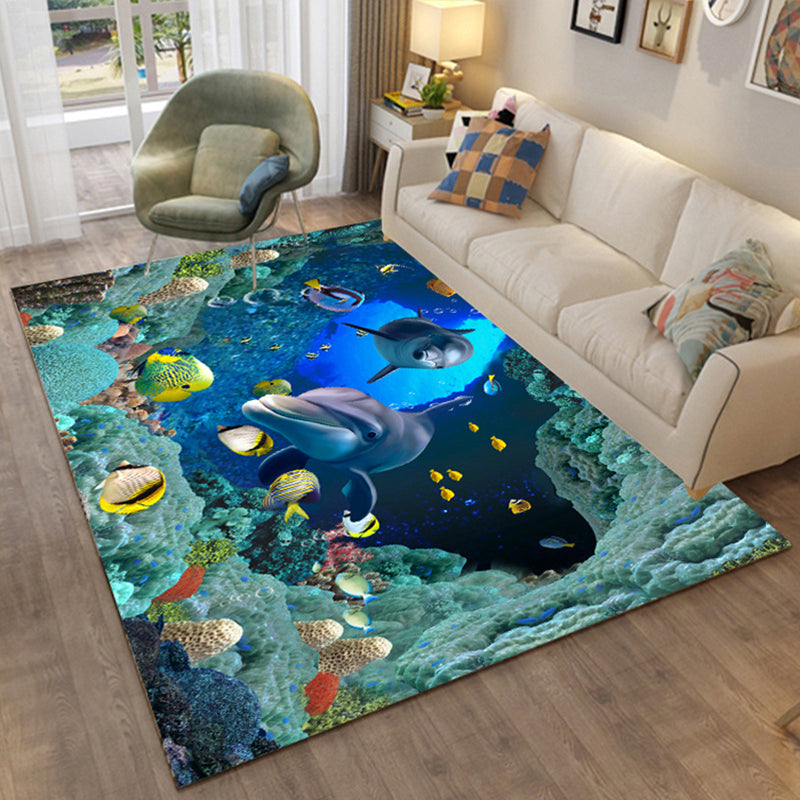 BowLift | Colorful Relaxation Area Rug Cotton Blend Cartoon Pattern Indoor Rug Machine Washable Non-Slip Rug for Decor