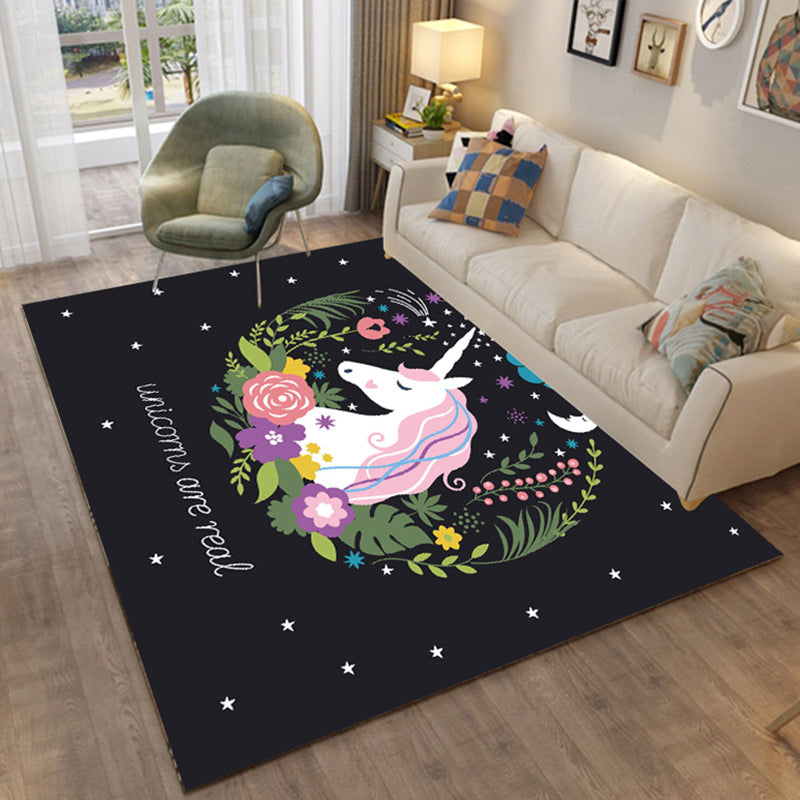 BowLift | Colorful Relaxation Area Rug Cotton Blend Cartoon Pattern Indoor Rug Machine Washable Non-Slip Rug for Décor