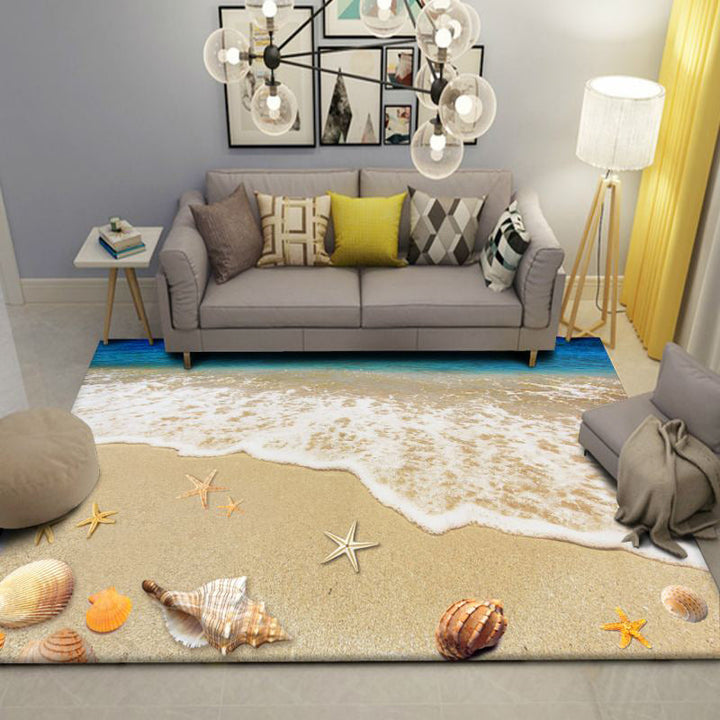 BowLift | Modern Beach Print Rug Multicolor Polyester Area Rug Easy Care Machine Washable Living Room Rug for Children's Room
