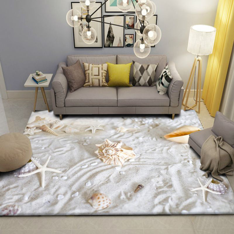 BowLift | Modern Beach Print Rug Multicolor Polyester Area Rug Easy Care Machine Washable Living Room Rug for Children's Room