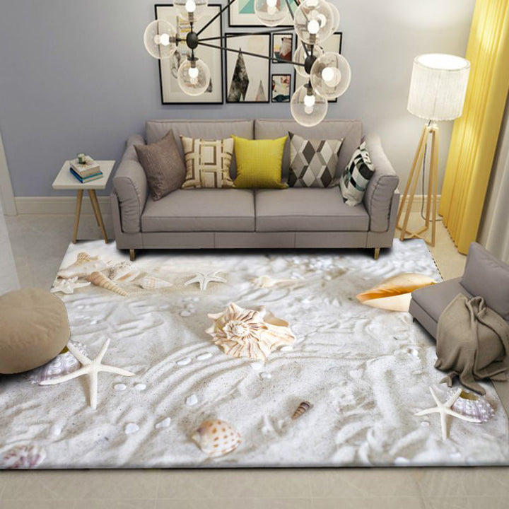 BowLift | Modern Beach Print Rug Multicolor Polyester Area Rug Easy Care Machine Washable Living Room Rug for Children's Room