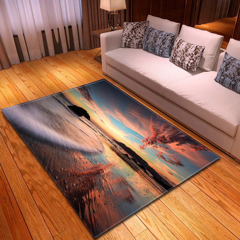 BowLift | Multicolor beach print rug made of polypropylene Trend rug with non-slip backing pet-friendly rug for living room