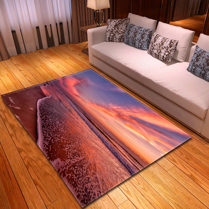 BowLift | Multicolor beach print rug made of polypropylene Trend rug with non-slip backing pet-friendly rug for living room