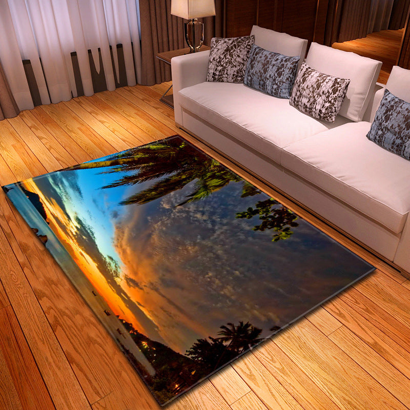 BowLift | Multicolor beach print rug made of polypropylene Trend rug with non-slip backing pet-friendly rug for living room