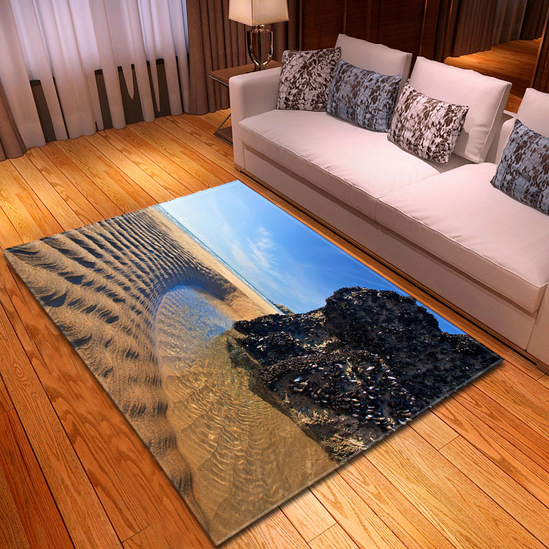 BowLift | Multicolor beach print rug made of polypropylene Trend rug with non-slip backing pet-friendly rug for living room