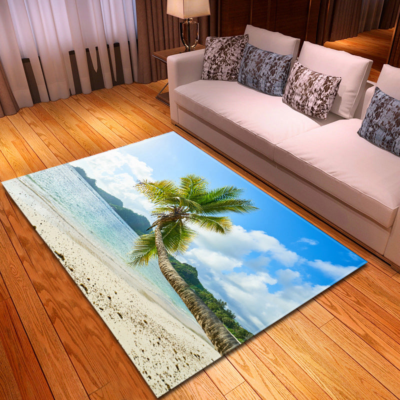 BowLift | Multicolor beach print rug made of polypropylene Trend rug with non-slip backing pet-friendly rug for living room