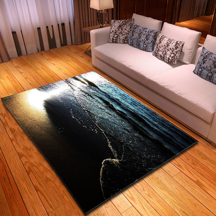 BowLift | Multicolor beach print rug made of polypropylene Trend rug with non-slip backing pet-friendly rug for living room