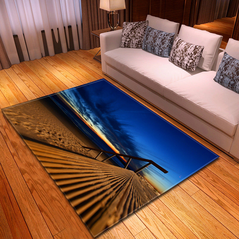 BowLift | Multicolor beach print rug made of polypropylene Trend rug with non-slip backing pet-friendly rug for living room