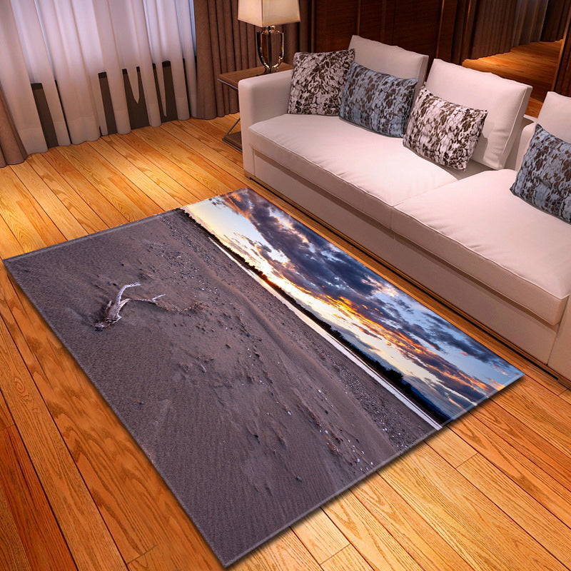 BowLift | Multicolor beach print rug made of polypropylene Trend rug with non-slip backing pet-friendly rug for living room