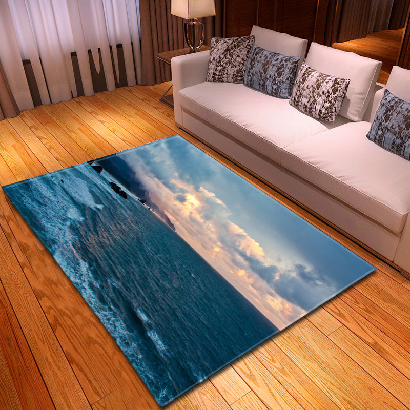 BowLift | Multicolor beach print rug made of polypropylene Trend rug with non-slip backing pet-friendly rug for living room