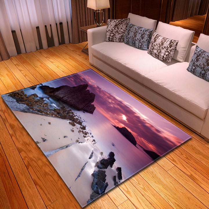 BowLift | Multicolor beach print rug made of polypropylene Trend rug with non-slip backing pet-friendly rug for living room