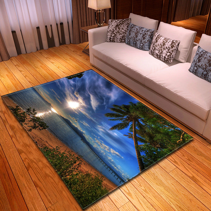 BowLift | Multicolor beach print rug made of polypropylene Trend rug with non-slip backing pet-friendly rug for living room