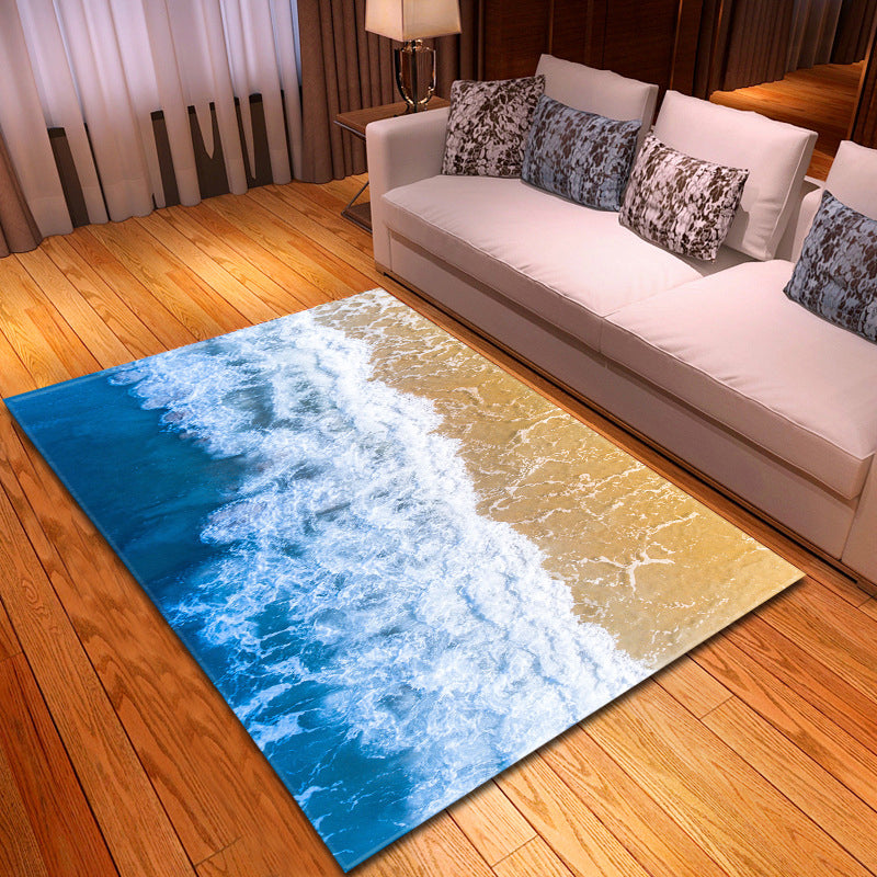 BowLift | Multicolor beach print rug made of polypropylene Trend rug with non-slip backing pet-friendly rug for living room