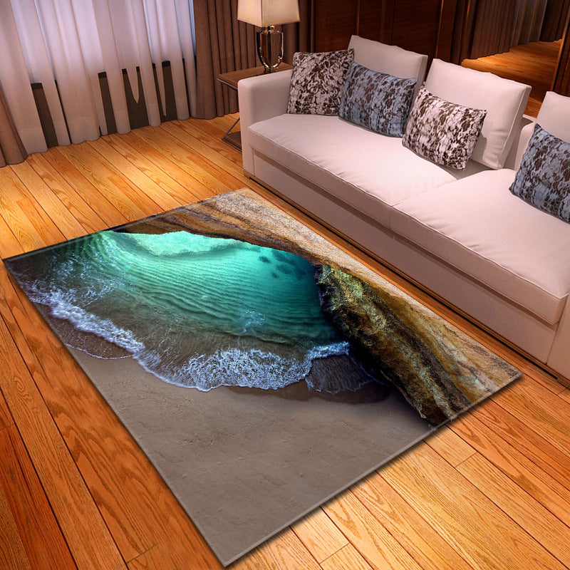 BowLift | Multicolor beach print rug made of polypropylene Trend rug with non-slip backing pet-friendly rug for living room