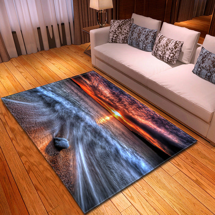 BowLift | Multicolor beach print rug made of polypropylene Trend rug with non-slip backing pet-friendly rug for living room