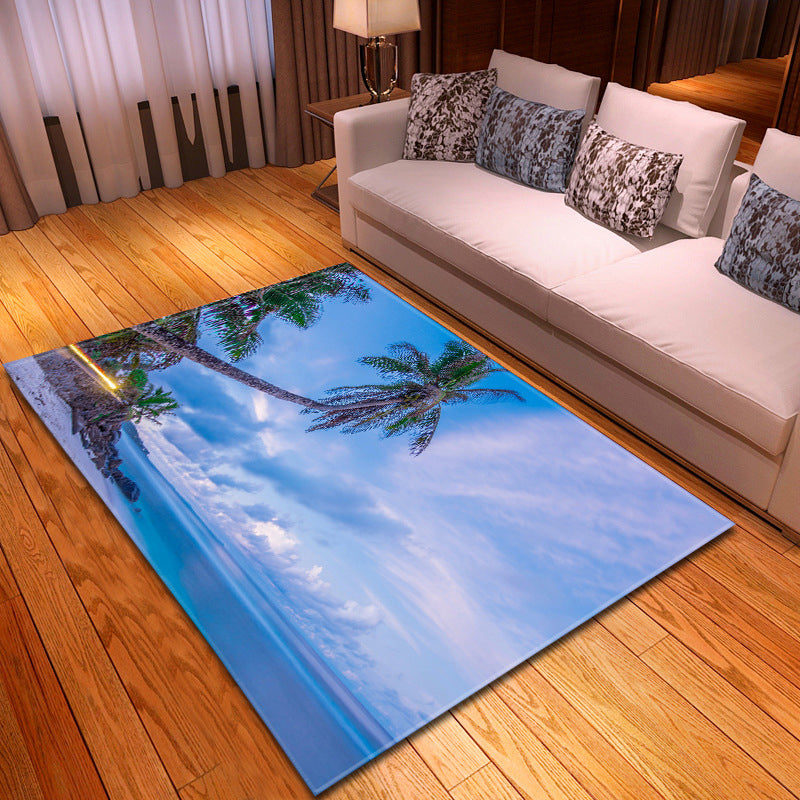 BowLift | Multicolor beach print rug made of polypropylene Trend rug with non-slip backing pet-friendly rug for living room
