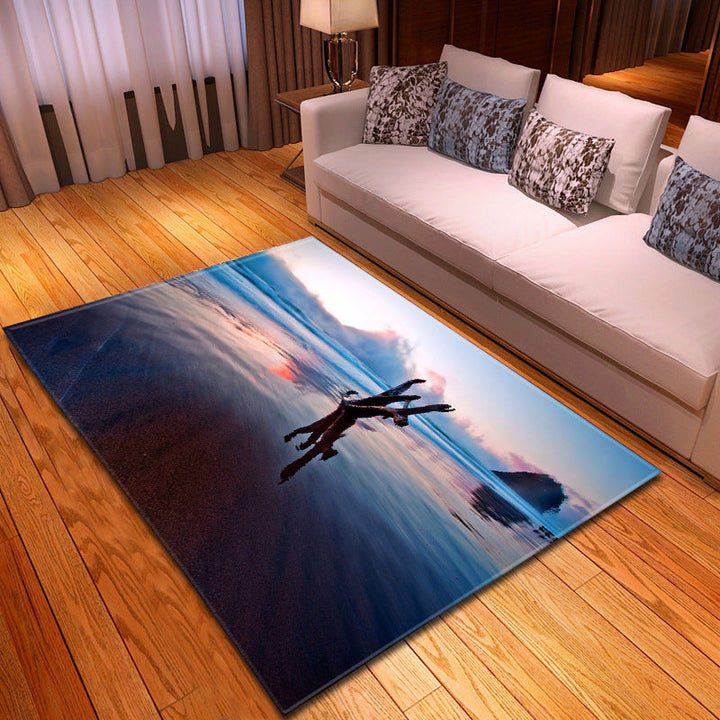 BowLift | Multicolor beach print rug made of polypropylene Trend rug with non-slip backing pet-friendly rug for living room