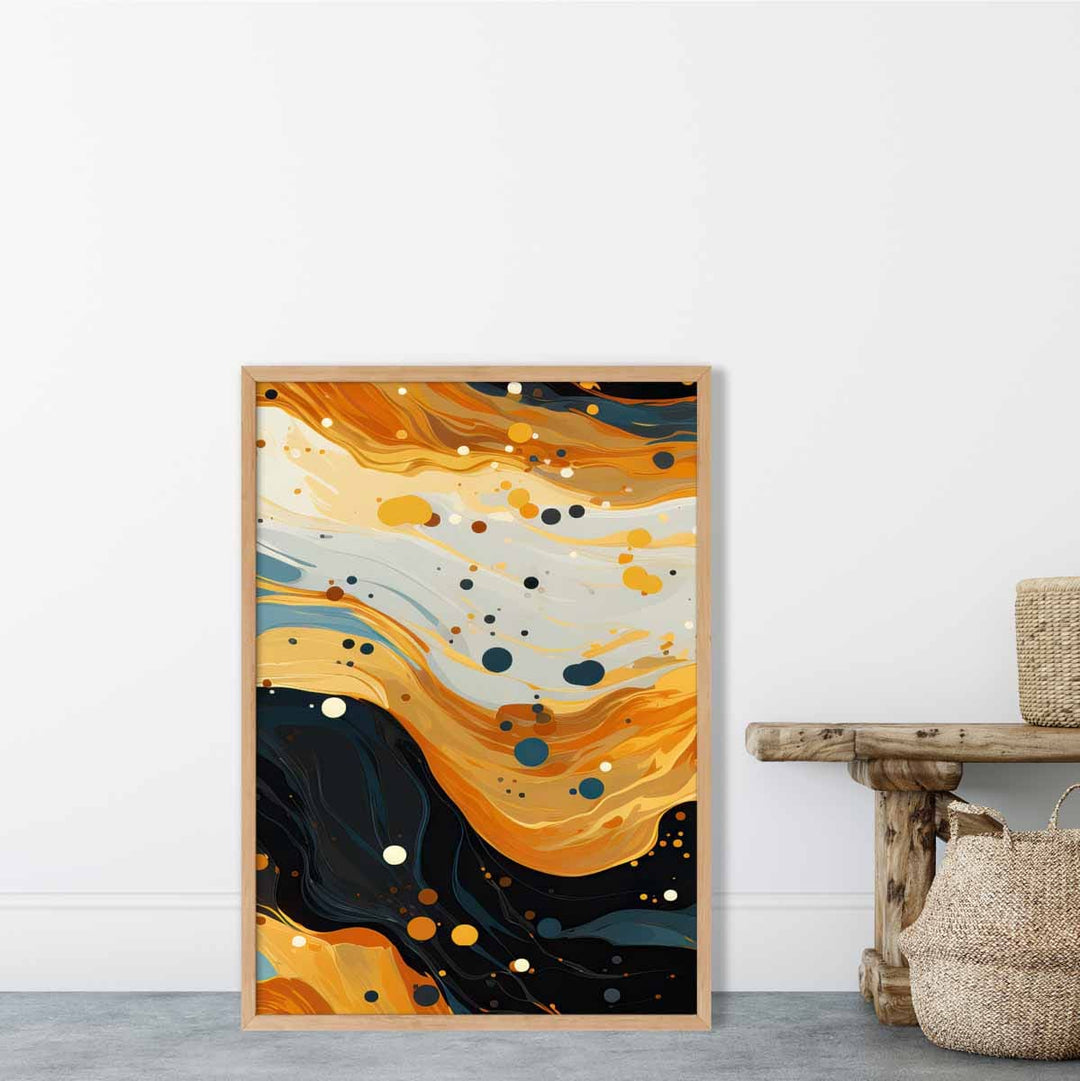 Abstract Painting Fluid Art Print Blue Orange and Beige No. 3 | Bowlift