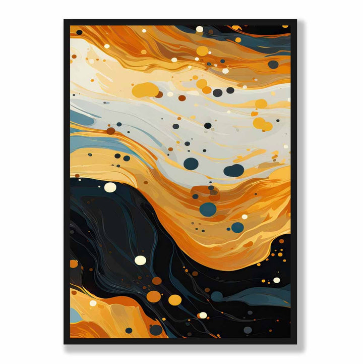 Abstract Painting Fluid Art Print Blue Orange and Beige No. 3 | Bowlift