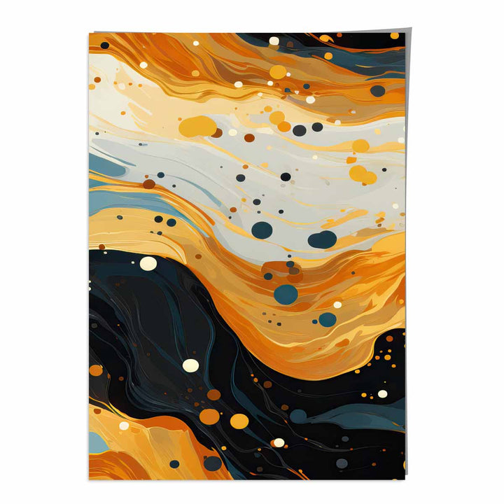 Abstract Painting Fluid Art Print Blue Orange and Beige No. 3 | Bowlift