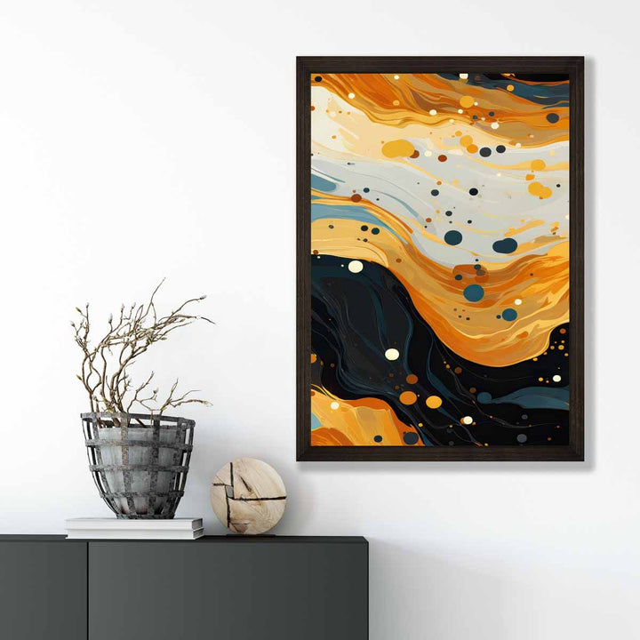 Abstract Painting Fluid Art Print Blue Orange and Beige No. 3 | Bowlift