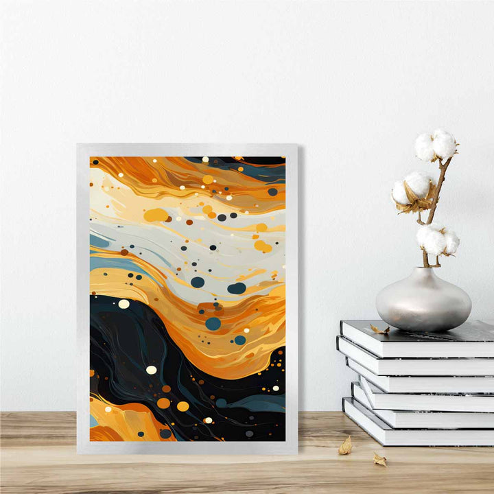 Abstract Painting Fluid Art Print Blue Orange and Beige No. 3 | Bowlift