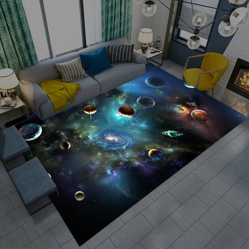 BowLift | Multicolored novelty rug synthetic starry sky area rug non-slip backing pet-friendly rug for the living room