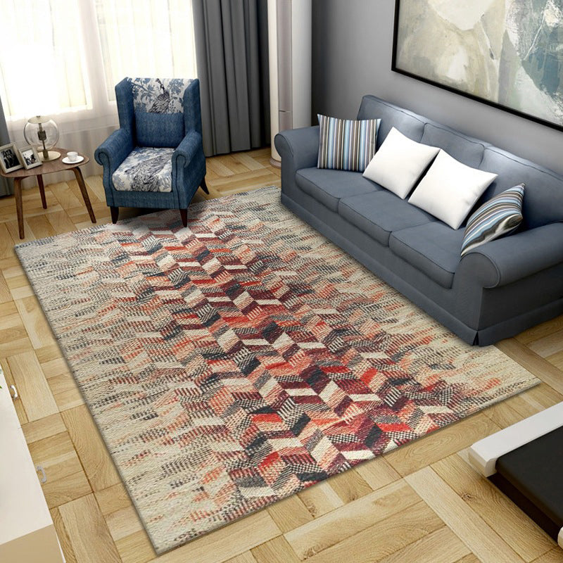 BowLift | Simple Color Block Rug Multicolored Synthetic Area Rug Non-Slip Back Washable Easy-Care Rug for the Living Room