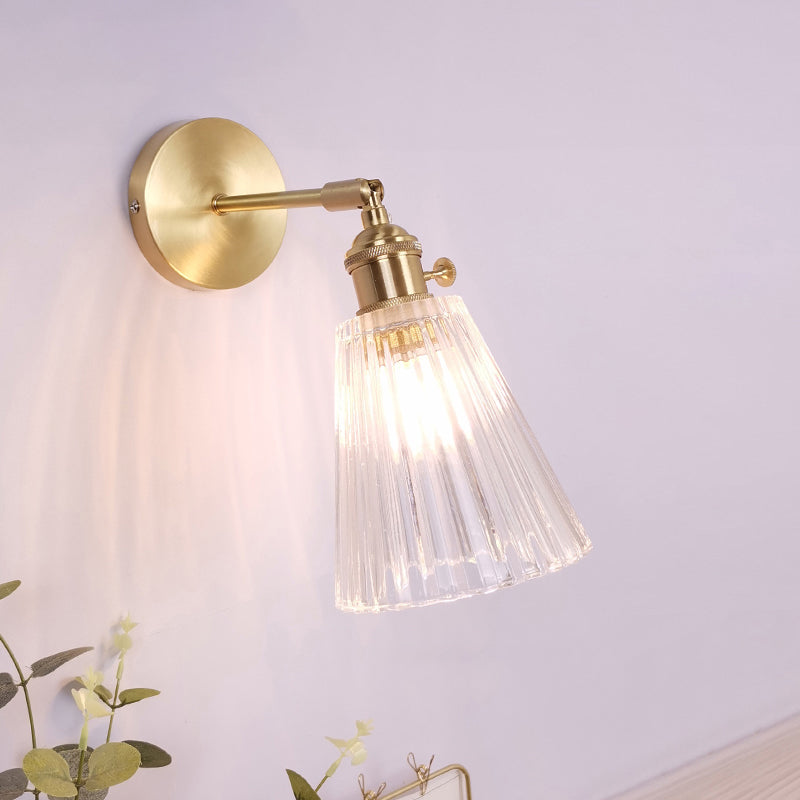BowLift | Single Lamp Wall Light Vintage Shaded Clear Glass Wall Mounted Lamp for Bedroom