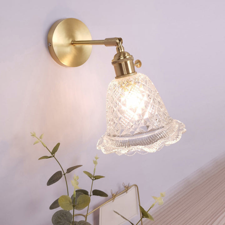 BowLift | Single Lamp Wall Light Vintage Shaded Clear Glass Wall Mounted Lamp for Bedroom