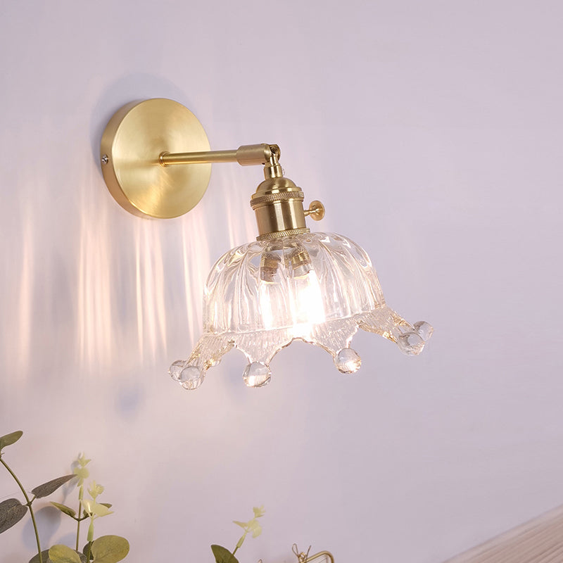 BowLift | Single Lamp Wall Light Vintage Shaded Clear Glass Wall Mounted Lamp for Bedroom
