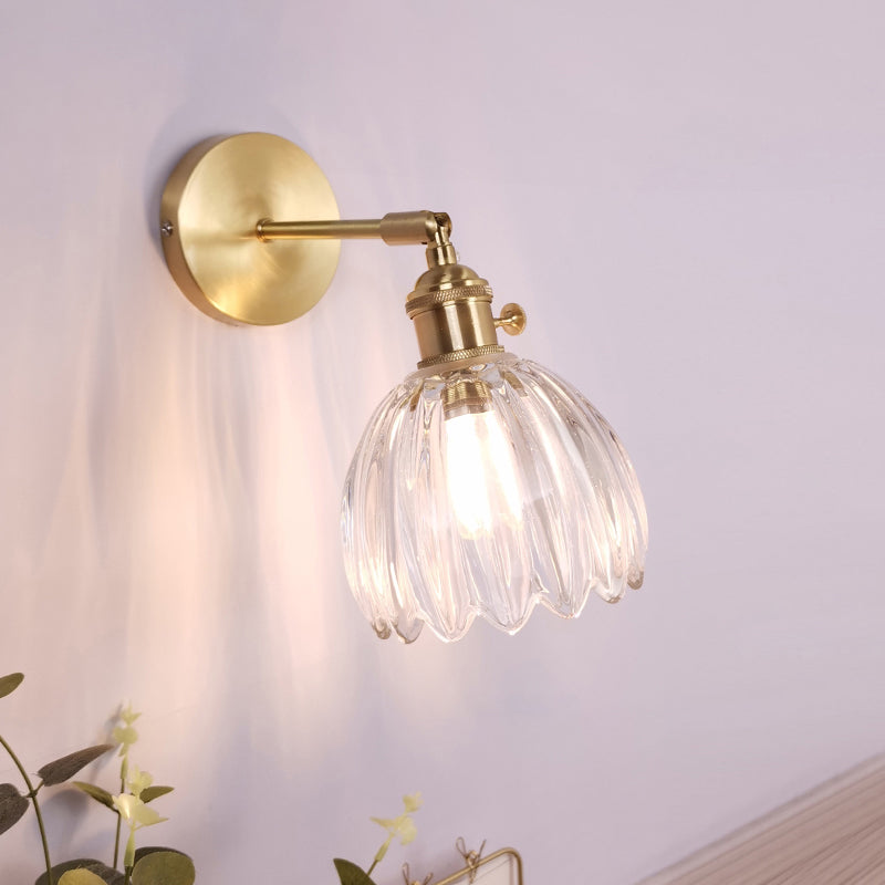 BowLift | Single Lamp Wall Light Vintage Shaded Clear Glass Wall Mounted Lamp for Bedroom