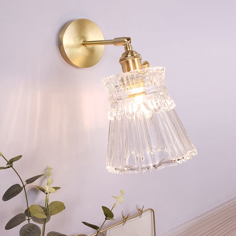 BowLift | Single Lamp Wall Light Vintage Shaded Clear Glass Wall Mounted Lamp for Bedroom