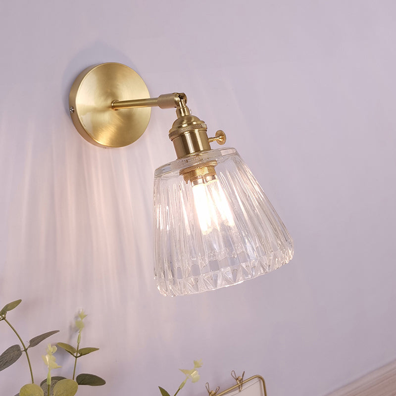 BowLift | Single Lamp Wall Light Vintage Shaded Clear Glass Wall Mounted Lamp for Bedroom