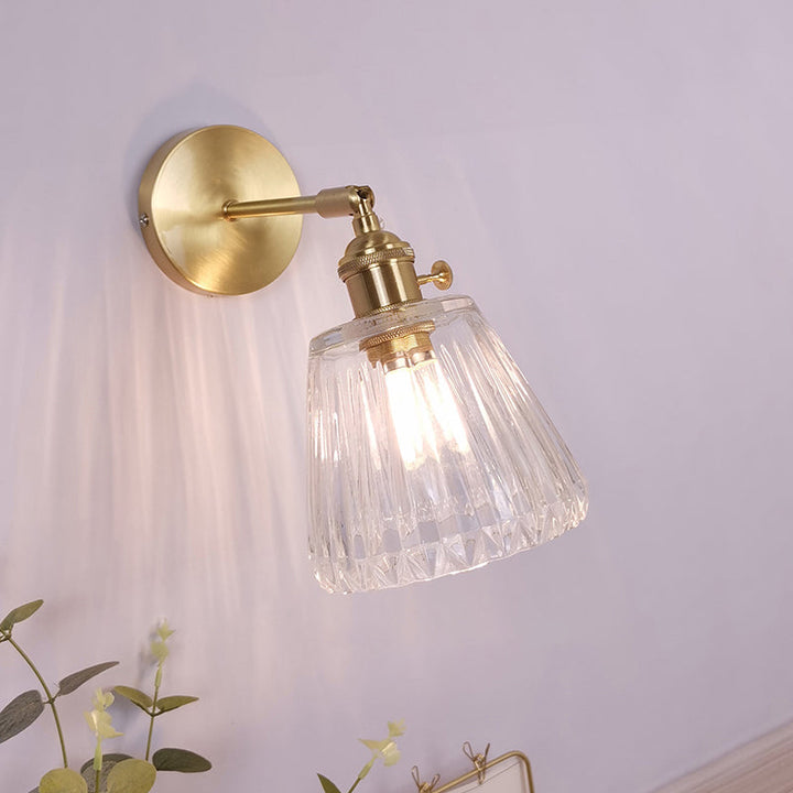 BowLift | Single Lamp Wall Light Vintage Shaded Clear Glass Wall Mounted Lamp for Bedroom
