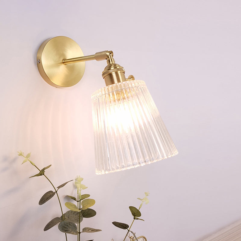 BowLift | Single Lamp Wall Light Vintage Shaded Clear Glass Wall Mounted Lamp for Bedroom