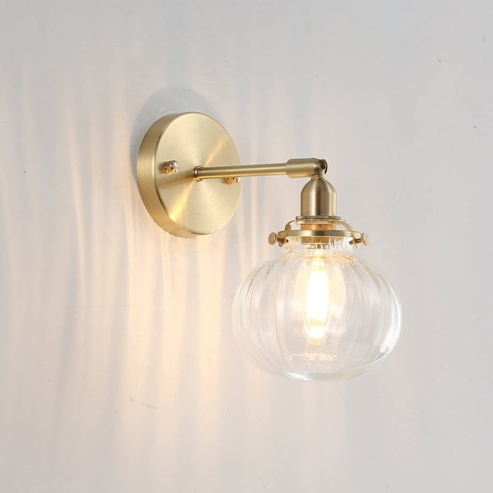 BowLift | Pumpkin Shadow Glass Wall Mount Light Antique Style 1-Light Nightstand Wall Lighting Fixture