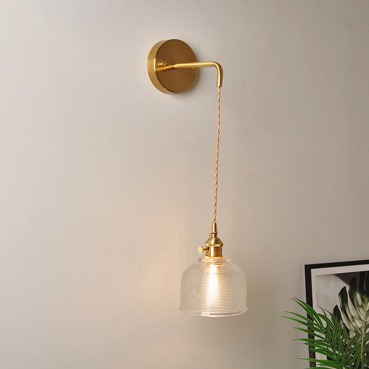 BowLift | 1 Head Wall Mount Light Industrial Shade Clear Glass Wall Light Fixture for Nightstand