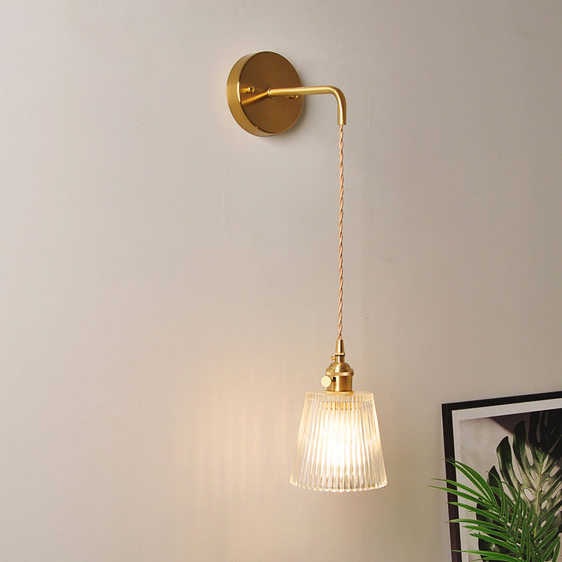 BowLift | 1 Head Wall Mount Light Industrial Shade Clear Glass Wall Light Fixture for Nightstand