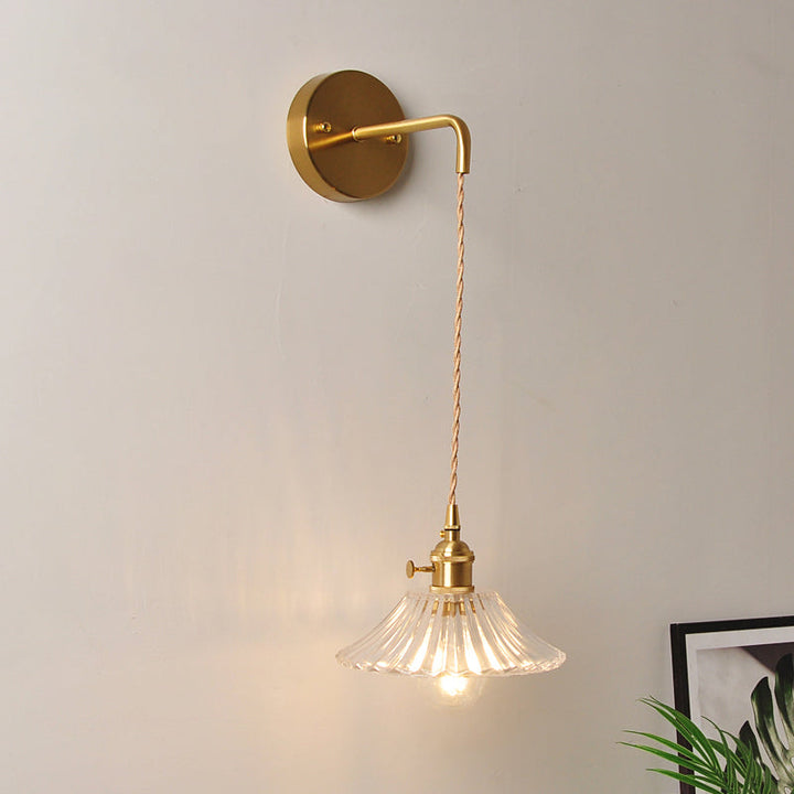 BowLift | 1 Head Wall Mount Light Industrial Shade Clear Glass Wall Light Fixture for Nightstand