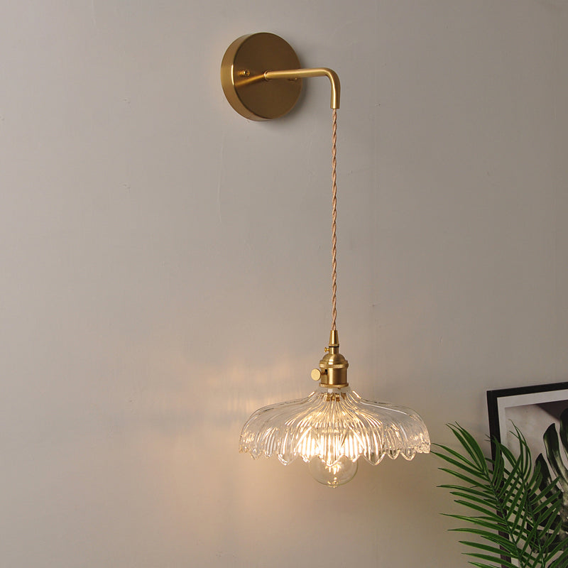 BowLift | 1 Head Wall Mount Light Industrial Shade Clear Glass Wall Light Fixture for Nightstand